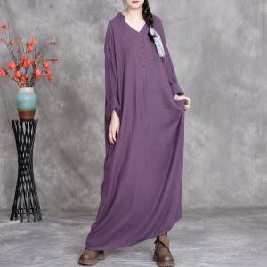 Solid Colors Chucky Linen Maxi Caftan Dress
