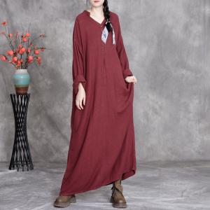 Solid Colors Chucky Linen Maxi Caftan Dress