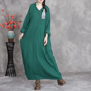 Solid Colors Chucky Linen Maxi Caftan Dress