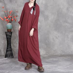 Solid Colors Chucky Linen Maxi Caftan Dress