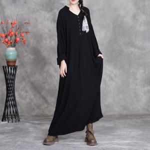 Solid Colors Chucky Linen Maxi Caftan Dress