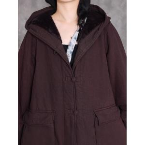 Cotton Linen Plus Size Hooded Fleeced Coat