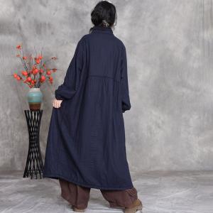 Stand Collar Plus Size Cotton Linen Padded Coat