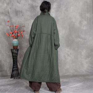Stand Collar Plus Size Cotton Linen Padded Coat