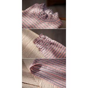 Mock Neck Striped Pink T-shirt
