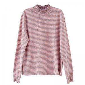 Mock Neck Striped Pink T-shirt