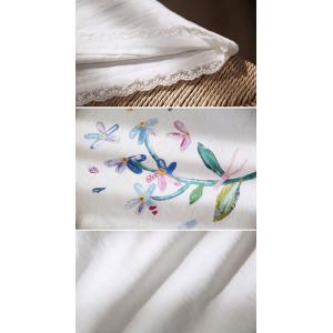 Colorful Flowers Lace Hem White T-shirt