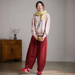 Flowers Printed Oversized Pink Sweatshirt