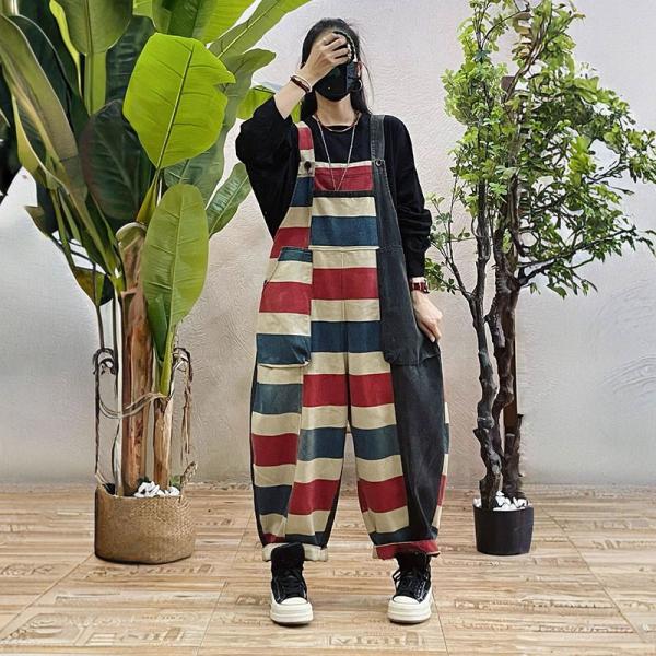 Casual Denim Striped Red comfy 90s slouchy lazy day plus size ulzzang 
