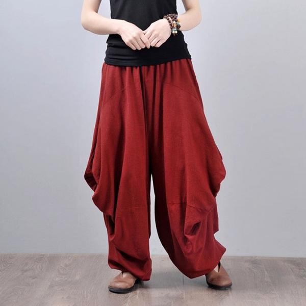 Casual 100% Linen Solid Color Red M L comfy 90s slouchy lazy day winery