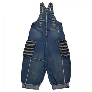 Plus Size Blue Fringed Denim 90s Overalls