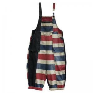 Contrast Colored Stripes Loose Baggy Overalls