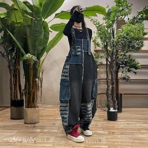 Black Contrast Loose Fringed Designer Overalls