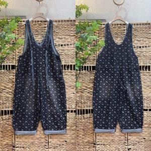 V-Neck Baggy Floral Tassel Overalls