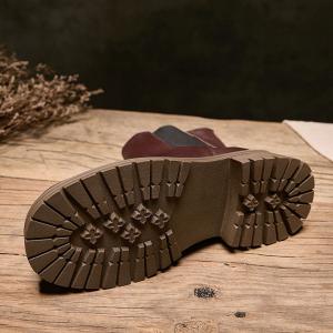 Chunky Heels Cowhide Fashion Chelsea Boots