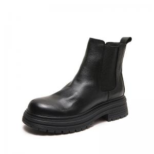 Chunky Heels Cowhide Fashion Chelsea Boots