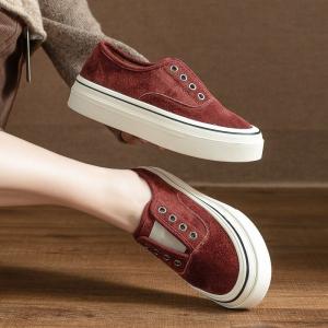 Solid Colors Slip-On Platform Sneakers