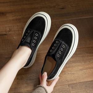 Solid Colors Slip-On Platform Sneakers