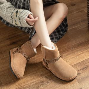 Straps Bucks Decoration Plush Lining Snow Boots