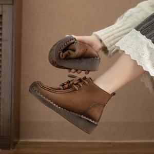 Winter Fleeced Lining Beads Comfy Wedge Boots