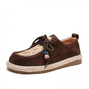 Resort Style Weave Suede Leather Boho Loafers