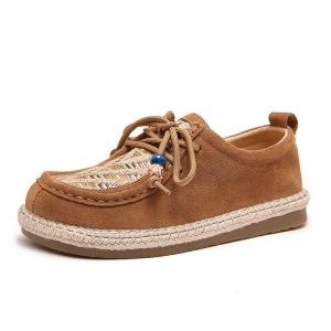 Resort Style Weave Suede Leather Boho Loafers