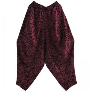 Dots Patchwork Winter Dark Red Elephant Pants