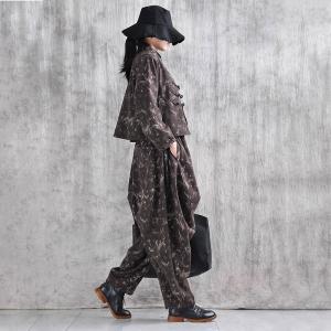 Frog Button Long Sleeves Coffee Designer Wrap Coat