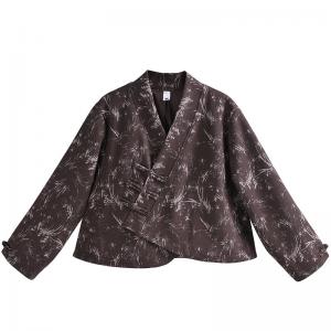 Frog Button Long Sleeves Coffee Designer Wrap Coat