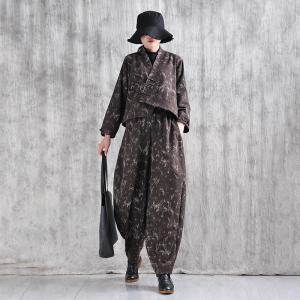 Frog Button Long Sleeves Coffee Designer Wrap Coat