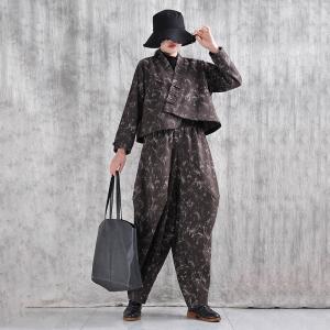 Frog Button Long Sleeves Coffee Designer Wrap Coat