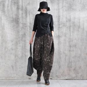 White Printed Coffee Baggy Yoga Pants