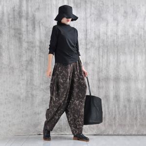 White Printed Coffee Baggy Yoga Pants