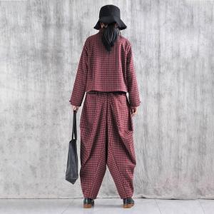 Red Plaids Long Sleeve Customized Short Coat