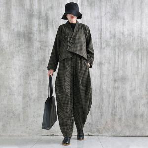 Oriental Chic Wool Blend Plaid Short Jacket Coat