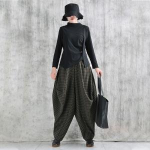 Fall Style Small Plaids Loose Designer Hammer Pants