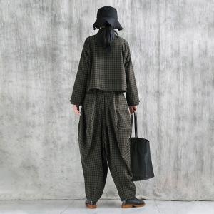 Fall Style Small Plaids Loose Designer Hammer Pants