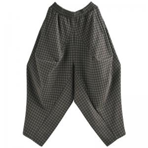 Fall Style Small Plaids Loose Designer Hammer Pants