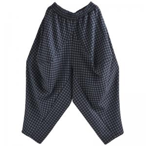 Unique Design Black Plaids Winter Baggy Pants