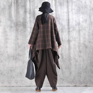 Customized Coffee Gingham Waterfall Cardigan