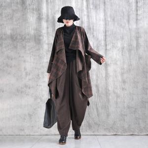 Customized Coffee Gingham Waterfall Cardigan