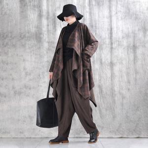 Customized Coffee Gingham Waterfall Cardigan