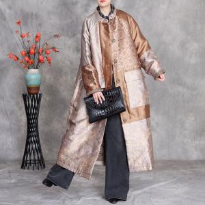 Printed Golden Glittering Plus Size Padded Coat