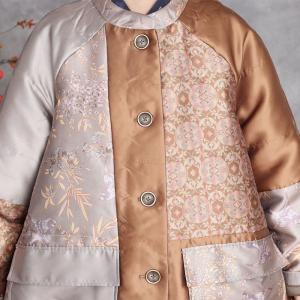 Printed Golden Glittering Plus Size Padded Coat