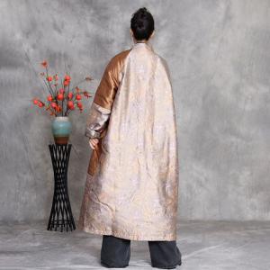 Printed Golden Glittering Plus Size Padded Coat