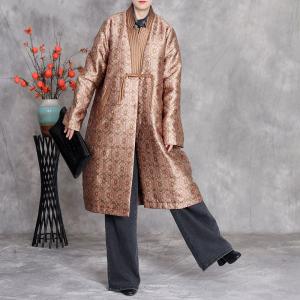 Oriental Buttons Glittering Elegant Midi Quilted Coat