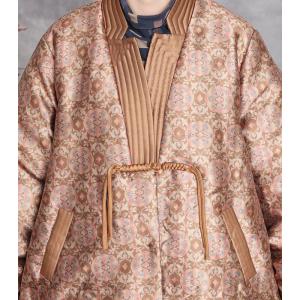 Oriental Buttons Glittering Elegant Midi Quilted Coat