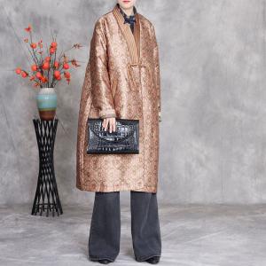Oriental Buttons Glittering Elegant Midi Quilted Coat