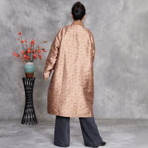 Oriental Buttons Glittering Elegant Midi Quilted Coat
