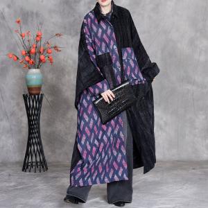 Blue Rhombus Bat Sleeves Large Black Shacket